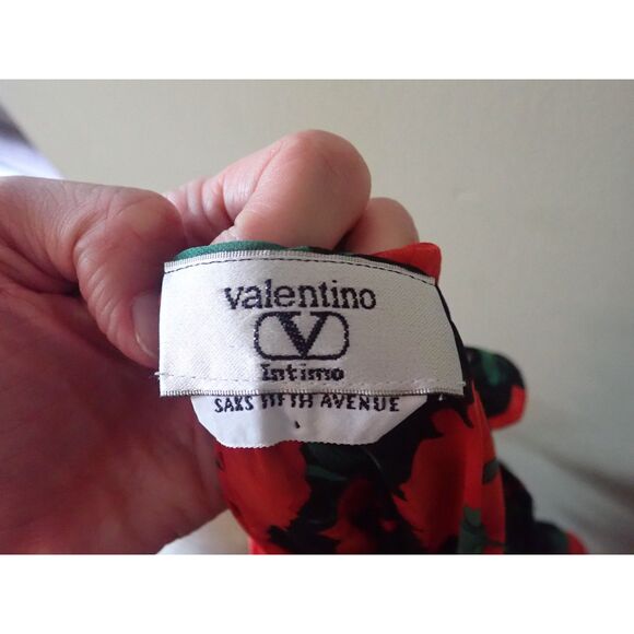 Valentino Intimo Rose Pattern Black Sheer Nightgown Set Small Housecoat Vintage - Picture 14 of 15